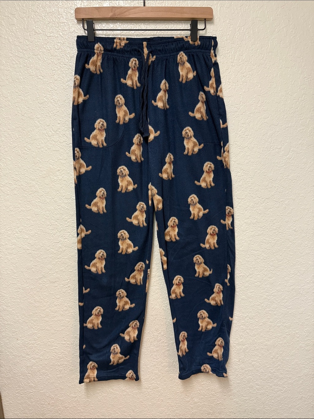 CUDDL DUDS Navy Fleece Dog Print Mens Pajama Pants Medium